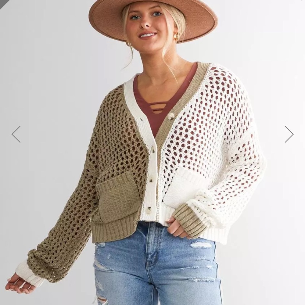 Willow and Root color block cardigan sweater